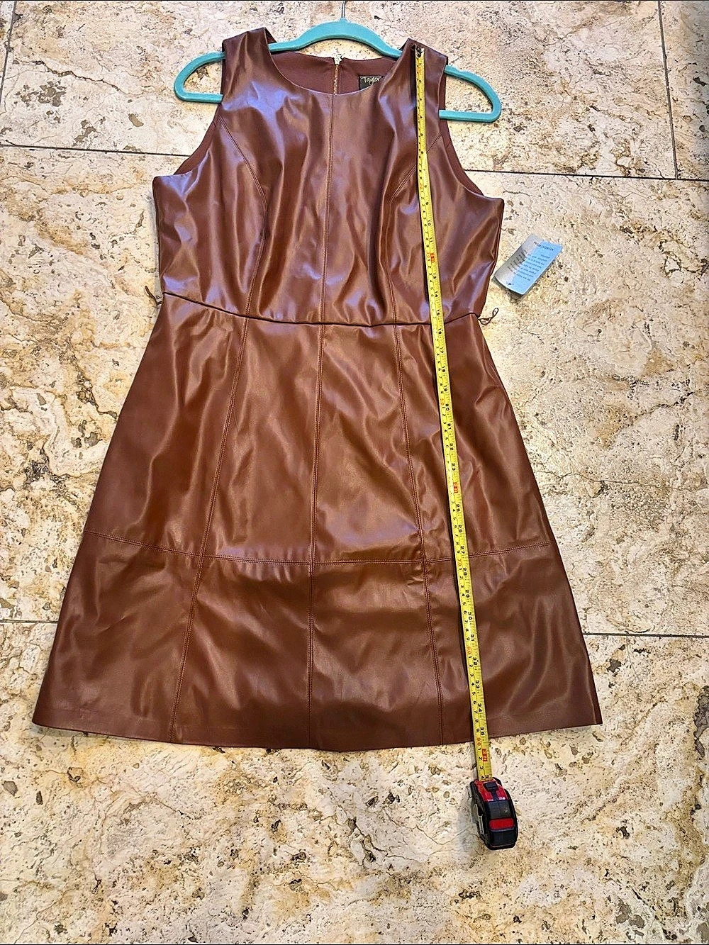 Taylor Mini Dress in Brown Size 14 NWT faux leather